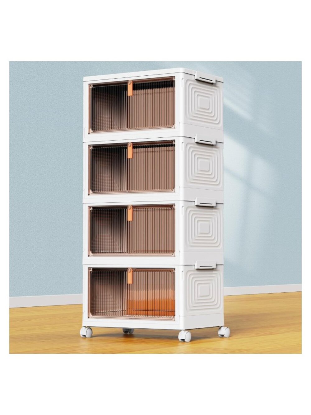 4 Tier Stackable Plastic Storage Bins with Lid 92QT Collapsible